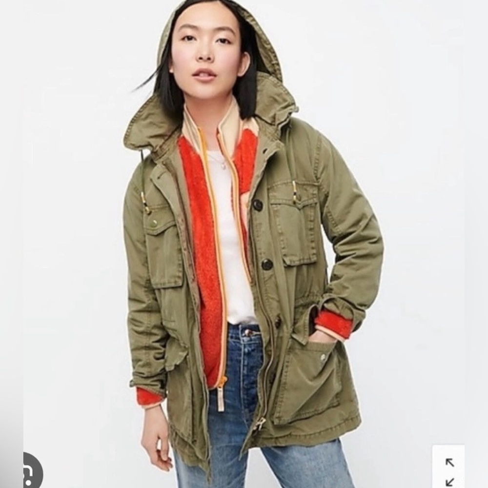 J. Crew green Utility Jacket with Hood